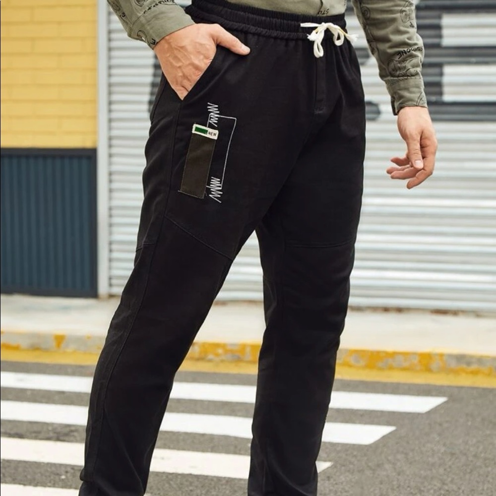 Black Stamped Man Pants